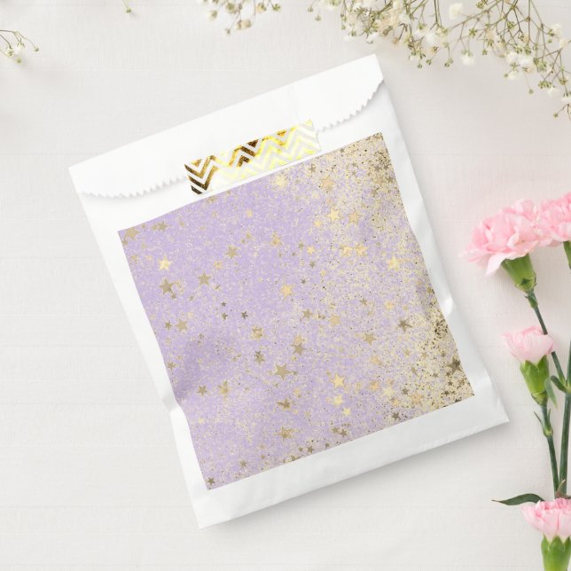 Shimmery Glittery Gold Stars on Lavender    Favor Bag (Sealed)