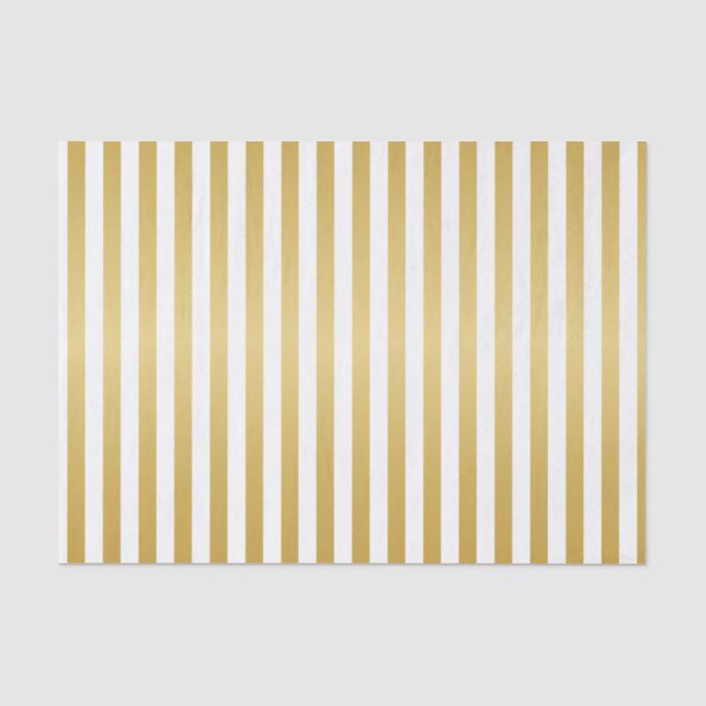 Shimmery Gold and White Stripes Tissue Paper (Front)