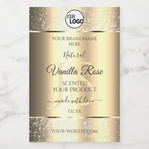 Shimmery Gold Glitter Initials Product Labels Logo