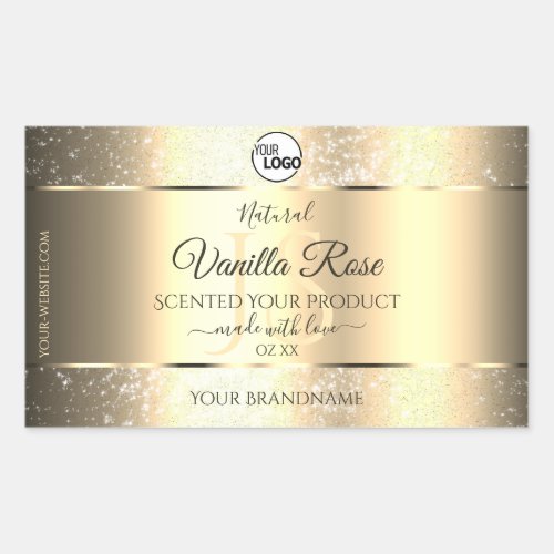 Shimmery Gold Glitter Initials Product Labels Logo