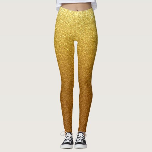 Shimmery Gold Glitter Leggings | Zazzle