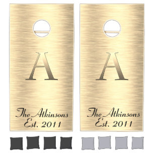 Shimmery Gold Monogram Cornhole Set