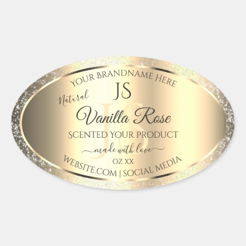 Shimmery Gold Soft Glitter Initials Product Labels