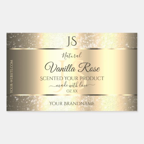 Shimmery Gold Soft Glitter Initials Product Labels