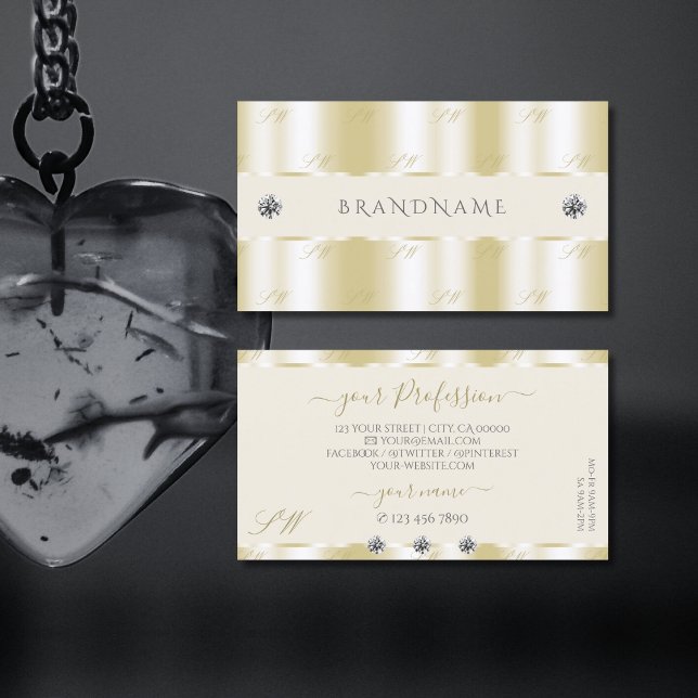 Shimmery Gold Sparkle Diamonds Initials Luxurious Business Card (Creator Uploaded)