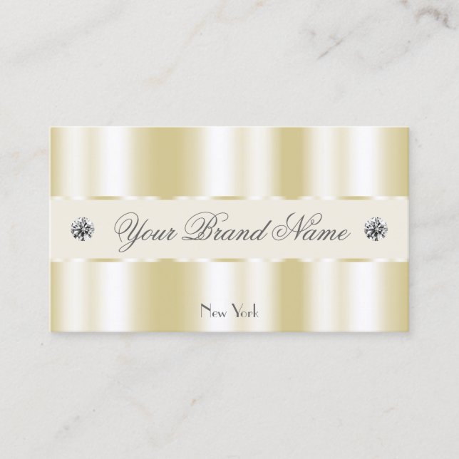Shimmery Gold Sparkle Diamonds Luxurious Luxe Glam Business Card (Front)