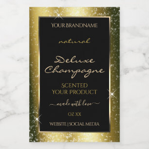 Shimmery Gold Sparkle Glitter Frame Product Label