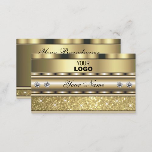 Shimmery Gold Sparkling Glitter Add Logo Luxurious Business Card