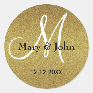 Shimmery Gold Wedding Monogram Seals