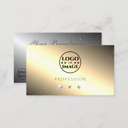 Shimmery Golden Silver Sparkling Diamonds Add Logo Business Card