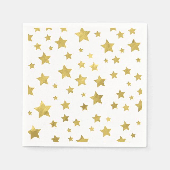 Shimmery Goldstars Golden Star Pattern Napkins (Front)