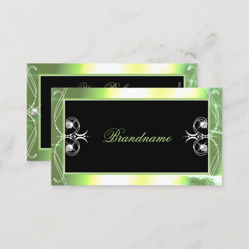 Shimmery Green Black Sparkling Diamonds Ornamental Business Card