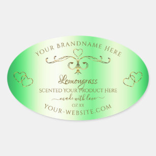 Shimmery Green Gold Ornate Ornaments Product Label