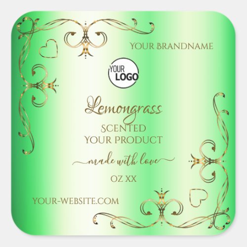 Shimmery Green Gold Ornate Product Label with Logo