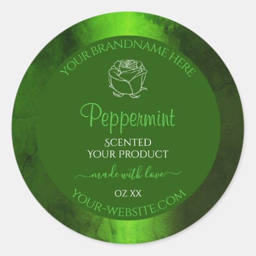 Shimmery Green Marble Floral Modern Product Labels