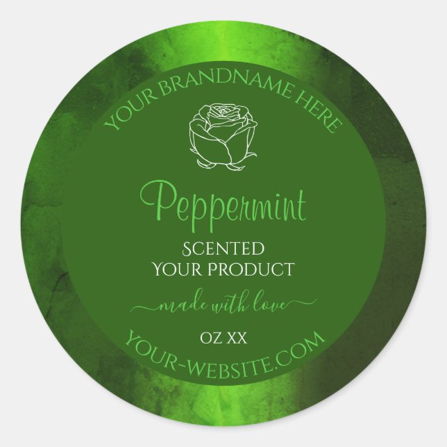 Shimmery Green Marble Floral Modern Product Labels (Front)