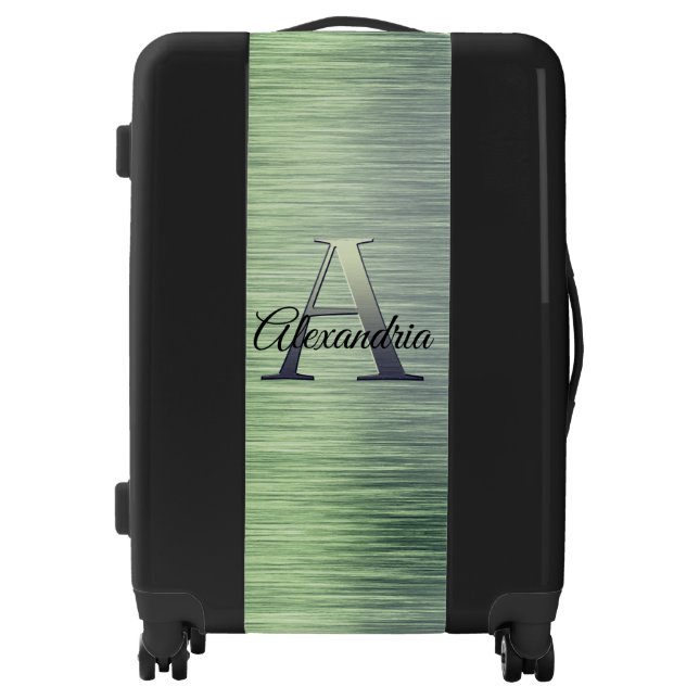 Shimmery Green Monogram Luggage (Front)