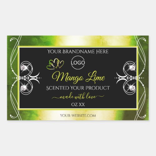 Shimmery Green Product Labels Logo Jewels Black