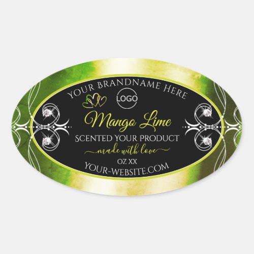 Shimmery Green Product Labels Logo Jewels Black