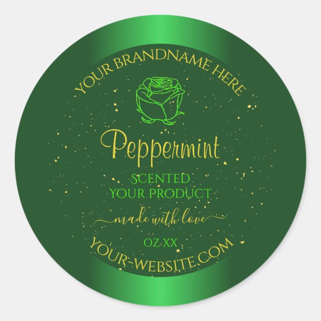 Shimmery Green Product Labels Soft Glitter Flower (Front)