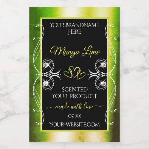 Shimmery Green Yellow Product Labels Jewels Black