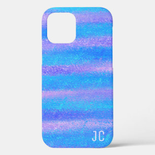 Shimmery Iridescent Stripes Turquoise Pink iPhone 12 Pro Case