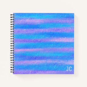 Shimmery Iridescent Stripes Turquoise Pink Notebook
