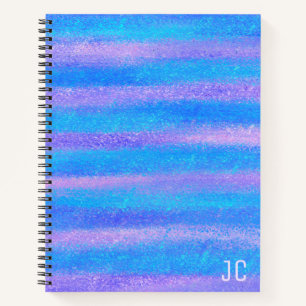 Shimmery Iridescent Stripes Turquoise Pink Notebook