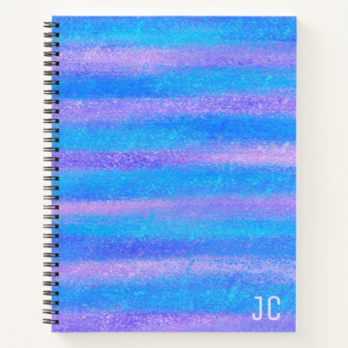 Shimmery Iridescent Stripes Turquoise Pink Notebook