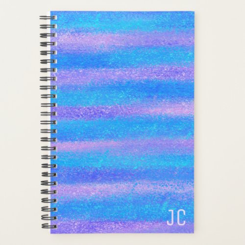 Shimmery Iridescent Stripes Turquoise Pink Planner