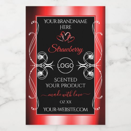 Shimmery Jewels Ruby Red Black Product Labels Logo