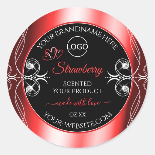 Shimmery Jewels Ruby Red Black Product Labels Logo