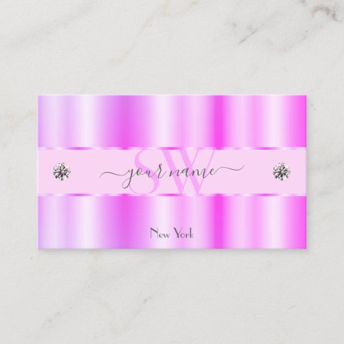 Shimmery Light Pink Sparkling Diamonds Initials Business Card