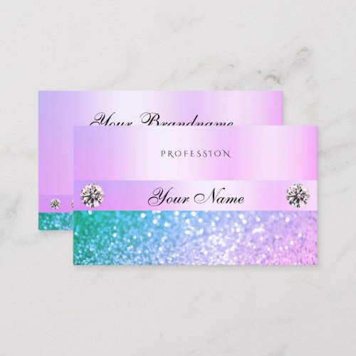 Shimmery Light Pink Teal Glitter Diamonds Pastel Business Card