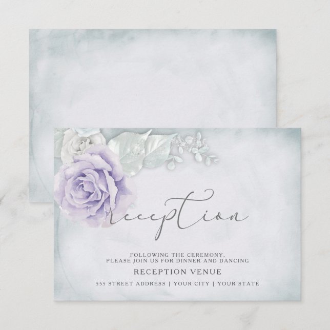 Shimmery Lilac and White Roses Reception Invitation (Front/Back)