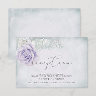 Shimmery Lilac and White Roses Reception Invitation