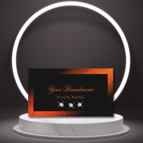Shimmery Orange Black Sparkling Diamonds Stylish Business Card