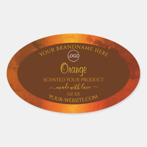 Shimmery Orange Marble Elegant Product Labels Logo
