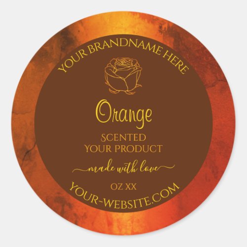 Shimmery Orange Marble Product Labels Rose Flower