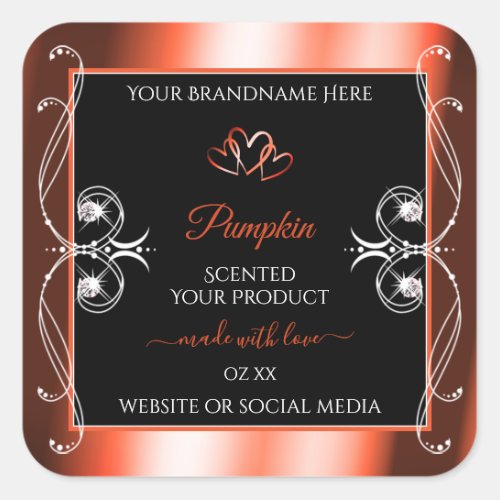 Shimmery Orange Red Black Product Labels Ornaments