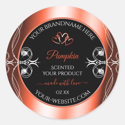 Shimmery Orange Red Black Product Labels Ornaments