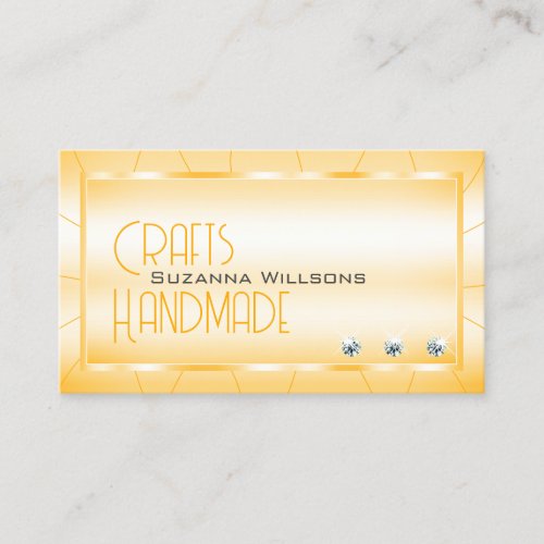 Shimmery Orange with Diamonds and Logo Luxe Glam Business Card