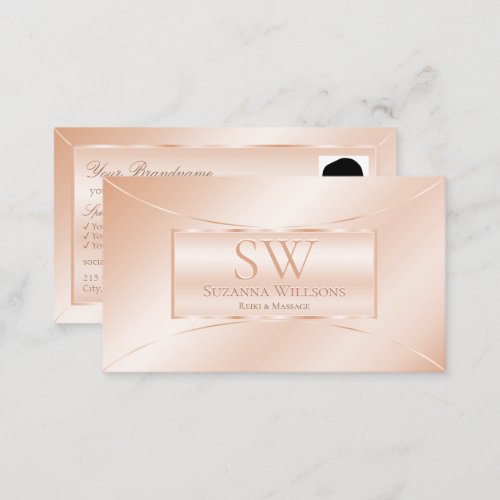 Shimmery Pastel Rose Coral with Monogram and Photo Business Card