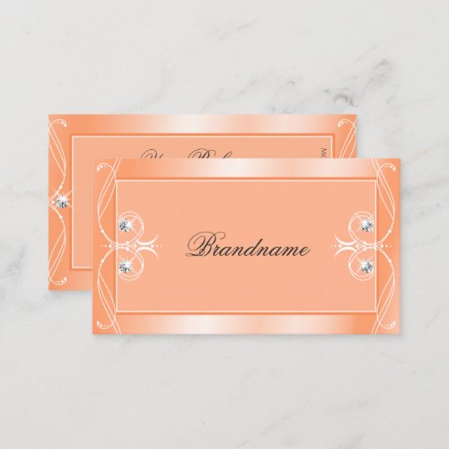 Shimmery Peach Sparkling Diamonds Ornate Ornaments Business Card