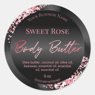 Shimmery Pink And Black Body Butter Labels