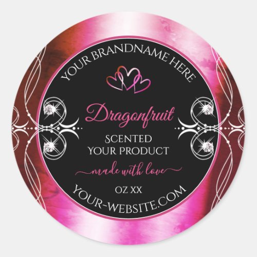 Shimmery Pink Black Product Labels Diamonds Hearts