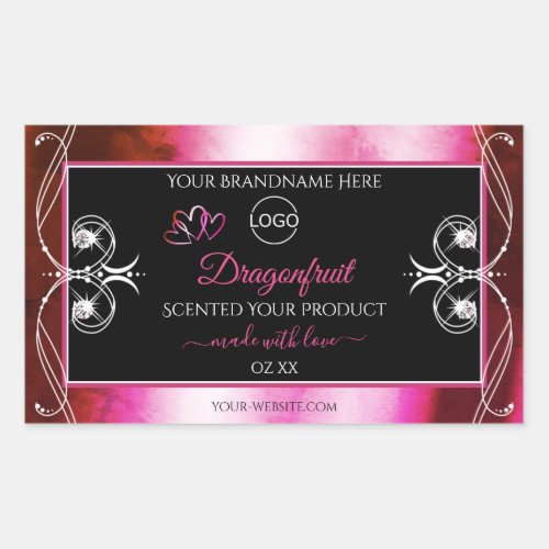 Shimmery Pink Black Product Labels Diamonds Logo