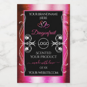 Shimmery Pink Black Product Labels Diamonds Logo