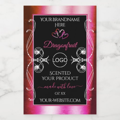 Shimmery Pink Black Product Labels Diamonds Logo