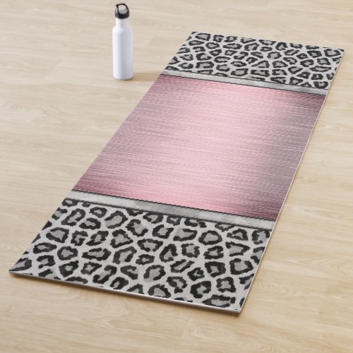 Shimmery Pink Blush Leopard Print Yoga Mat